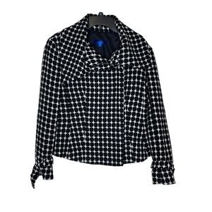 Liliu Women Jacket‎ Vintage Zipper Tweed Long Sleeve Collar Size 8